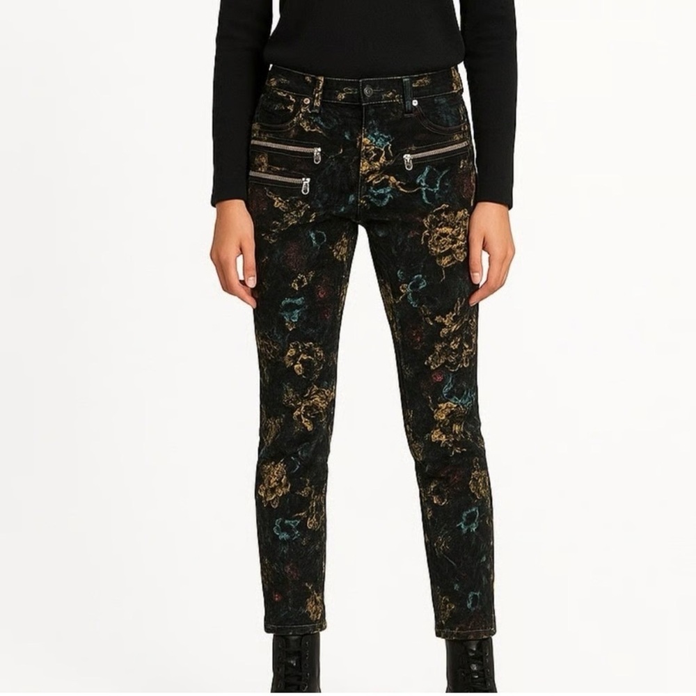 Free People Lennon Funktown Retro Floral Velvet Skiny 4